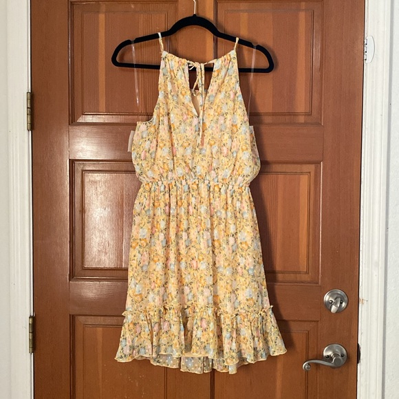NWT All in Favor All in Yellow Floral Mini Dress - Picture 10 of 11